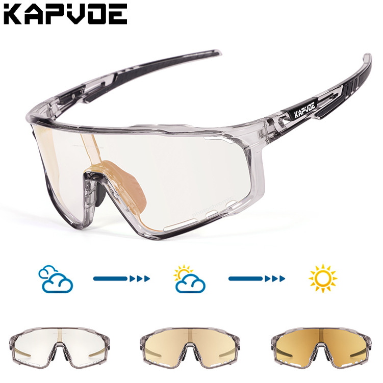 Mountain Biking Sunglasses - KAPVOE Color Photochromic Cycling Glasses MTB